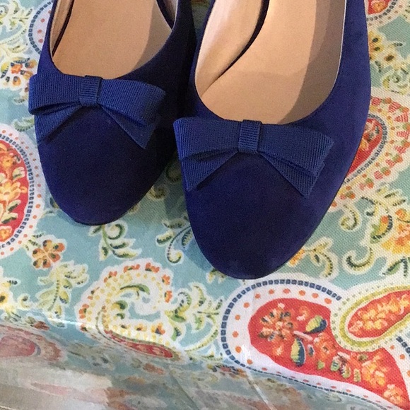 Unutzer blue suede sling backs, bow front, size 40 1/2 - Picture 3 of 4